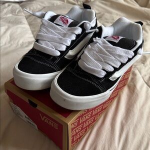 Knu Skool. Vans Kids Black and White Lace-Up Sneakers. *wore once*